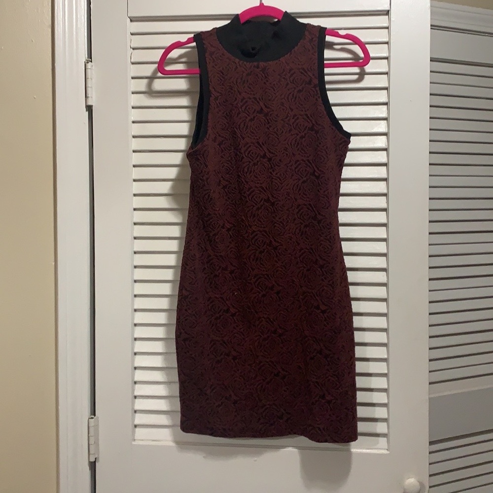 Maroon turtleneck mini dress
